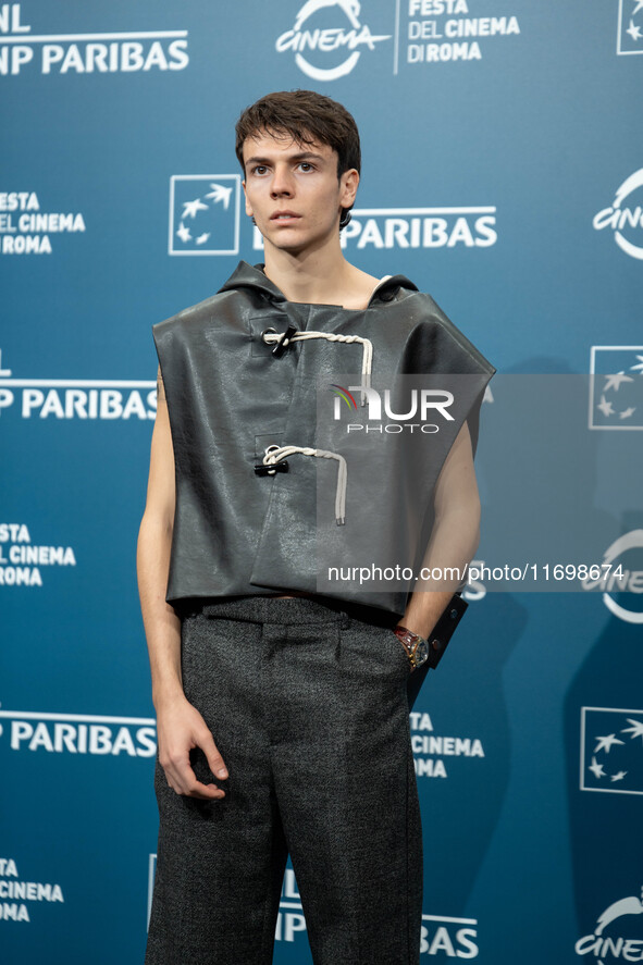 Francesco Gheghi attends the ''Mani Nude'' photocall during the 19th Rome Film Festival at Auditorium Parco Della Musica in Rome, Italy, on...