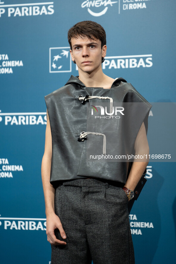 Francesco Gheghi attends the ''Mani Nude'' photocall during the 19th Rome Film Festival at Auditorium Parco Della Musica in Rome, Italy, on...