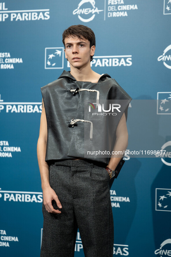 Francesco Gheghi attends the ''Mani Nude'' photocall during the 19th Rome Film Festival at Auditorium Parco Della Musica in Rome, Italy, on...