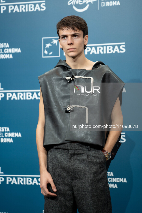 Francesco Gheghi attends the ''Mani Nude'' photocall during the 19th Rome Film Festival at Auditorium Parco Della Musica in Rome, Italy, on...