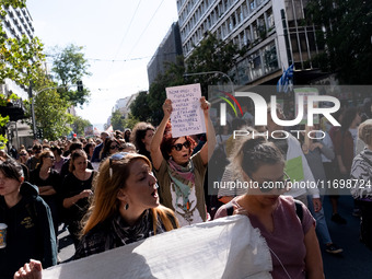 Teachers and educators hold a protest rally during a 24-hour strike called by the Teachers' Federation of Greece (DOE) and the Federation of...