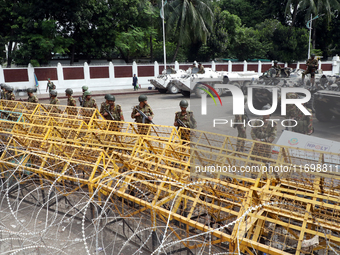 The interim government increases security around the Bangabhaban due to protests demanding the resignation of President Mohammed Shahabuddin...