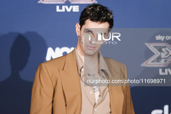 Achille Lauro attends the photocall for the press conference of X Factor at Teatro Repower in Milan, Italy, on October 22, 2024 