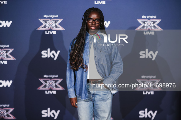 Mimi attends the photocall for the press conference of X Factor at Teatro Repower in Milan, Italy, on October 22, 2024 