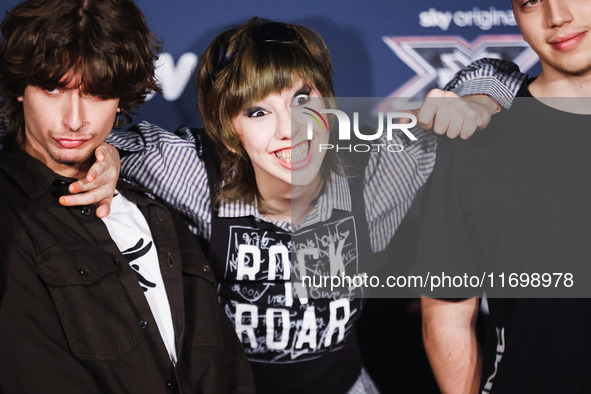 PUNKCAKE attends the photocall for the press conference of X Factor at Teatro Repower in Milan, Italy, on October 22, 2024 