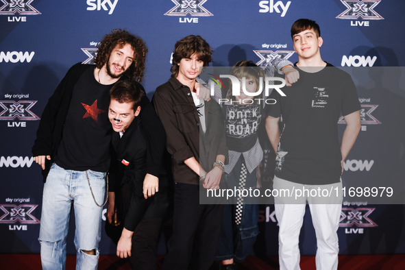 PUNKCAKE attends the photocall for the press conference of X Factor at Teatro Repower in Milan, Italy, on October 22, 2024 