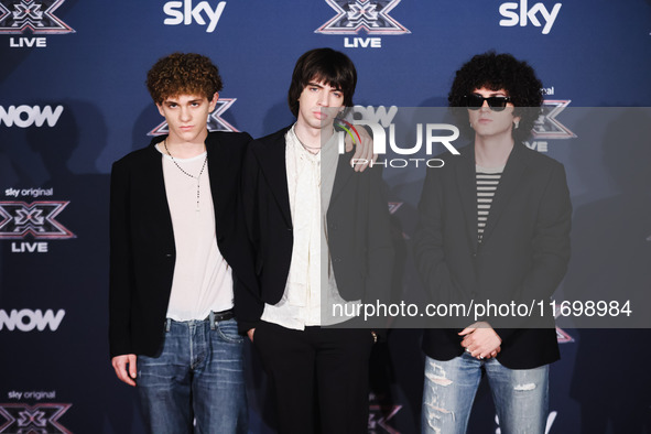 Les Votives attends the photocall for the press conference of X Factor at Teatro Repower in Milan, Italy, on October 22, 2024. 