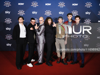 Dimensione Brama attends the photocall for the press conference of X Factor at Teatro Repower in Milan, Italy, on October 22, 2024. (