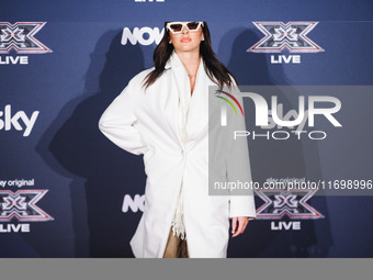 LOWRAH attends the photocall for the press conference of X Factor at Teatro Repower in Milan, Italy, on October 22, 2024 (