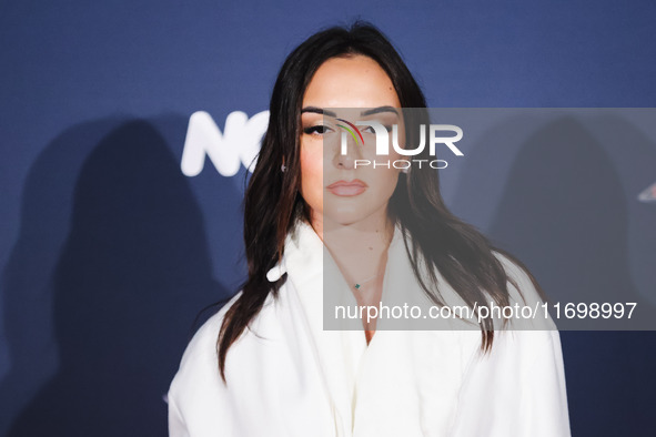 LOWRAH attends the photocall for the press conference of X Factor at Teatro Repower in Milan, Italy, on October 22, 2024 