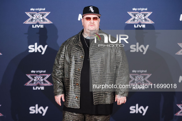 Jake La Furia attends the photocall for the press conference of X Factor at Teatro Repower in Milan, Italy, on October 22, 2024 