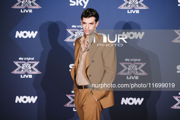 Achille Lauro attends the photocall for the press conference of X Factor at Teatro Repower in Milan, Italy, on October 22, 2024 