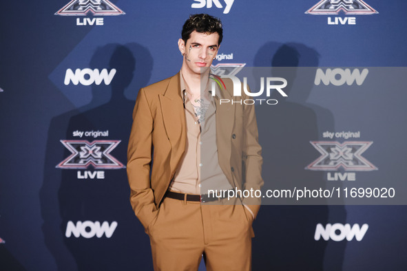 Achille Lauro attends the photocall for the press conference of X Factor at Teatro Repower in Milan, Italy, on October 22, 2024 