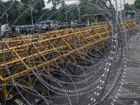 Security is tightened around the Bangabhaban premises as protests for the president's resignation continue in Dhaka, Bangladesh, on October...