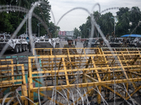 Security is tightened around the Bangabhaban premises as protests for the president's resignation continue in Dhaka, Bangladesh, on October...