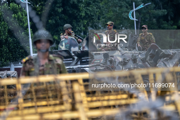 Security is tightened around the Bangabhaban premises as protests for the president's resignation continue in Dhaka, Bangladesh, on October...