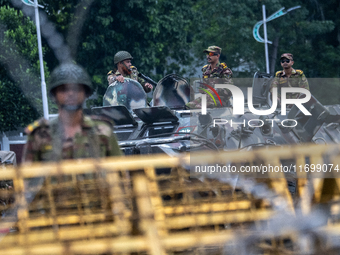 Security is tightened around the Bangabhaban premises as protests for the president's resignation continue in Dhaka, Bangladesh, on October...