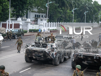 Security is tightened around the Bangabhaban premises as protests for the president's resignation continue in Dhaka, Bangladesh, on October...