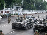 Security is tightened around the Bangabhaban premises as protests for the president's resignation continue in Dhaka, Bangladesh, on October...