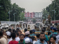 Security is tightened around the Bangabhaban premises as protests for the president's resignation continue in Dhaka, Bangladesh, on October...