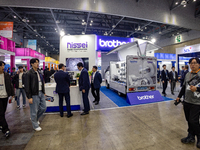 Visitors explore the Brother booth at 'RobotWorld 2024' in KINTEX, Goyang, South Korea, where the company showcases its latest robotics and...