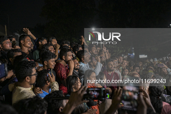 Dhaka University students hold a celebratory procession following the ban on Chhatra League as a terrorist organization in the Dhaka Univers...