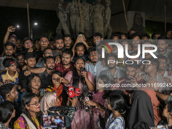 Dhaka University students hold a celebratory procession following the ban on Chhatra League as a terrorist organization in the Dhaka Univers...