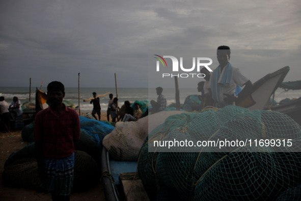 Fishermen And The Members Of Their Community Are See At The Bay Of Bengal Sea's Eastern Coast Chandrabhaga Beach At Konark , 65 Km Away From...