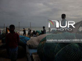 Fishermen And The Members Of Their Community Are See At The Bay Of Bengal Sea's Eastern Coast Chandrabhaga Beach At Konark , 65 Km Away From...