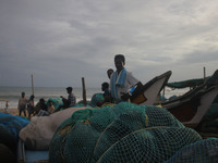 Fishermen And The Members Of Their Community Are See At The Bay Of Bengal Sea's Eastern Coast Chandrabhaga Beach At Konark , 65 Km Away From...