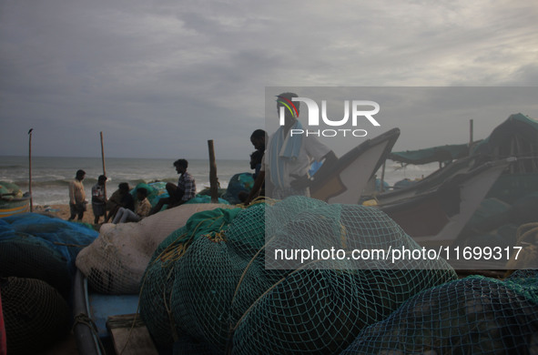 Fishermen And The Members Of Their Community Are See At The Bay Of Bengal Sea's Eastern Coast Chandrabhaga Beach At Konark , 65 Km Away From...