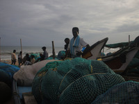 Fishermen And The Members Of Their Community Are See At The Bay Of Bengal Sea's Eastern Coast Chandrabhaga Beach At Konark , 65 Km Away From...