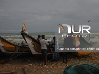 Fishermen And The Members Of Their Community Are See At The Bay Of Bengal Sea's Eastern Coast Chandrabhaga Beach At Konark , 65 Km Away From...