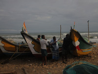 Fishermen And The Members Of Their Community Are See At The Bay Of Bengal Sea's Eastern Coast Chandrabhaga Beach At Konark , 65 Km Away From...