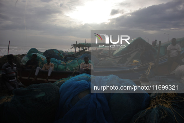 Fishermen And The Members Of Their Community Are See At The Bay Of Bengal Sea's Eastern Coast Chandrabhaga Beach At Konark , 65 Km Away From...