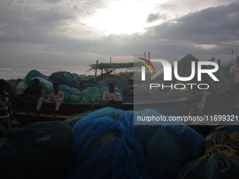 Fishermen And The Members Of Their Community Are See At The Bay Of Bengal Sea's Eastern Coast Chandrabhaga Beach At Konark , 65 Km Away From...