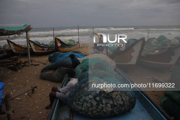 Fishermen And The Members Of Their Community Are See At The Bay Of Bengal Sea's Eastern Coast Chandrabhaga Beach At Konark , 65 Km Away From...