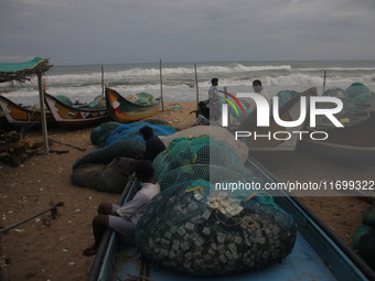 Fishermen And The Members Of Their Community Are See At The Bay Of Bengal Sea's Eastern Coast Chandrabhaga Beach At Konark , 65 Km Away From...