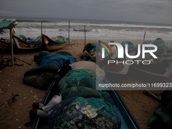 Fishermen And The Members Of Their Community Are See At The Bay Of Bengal Sea's Eastern Coast Chandrabhaga Beach At Konark , 65 Km Away From...