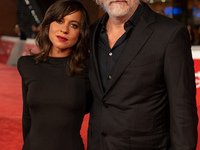 Tommaso Ragno and Lucia Re attend the ''L'Isola Degli Idealisti'' red carpet during the 19th Rome Film Festival at Auditorium Parco Della Mu...