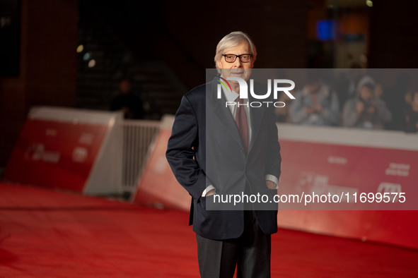 Vittorio Sgarbi attends the ''L'Isola Degli Idealisti'' red carpet during the 19th Rome Film Festival at Auditorium Parco Della Musica in Ro...