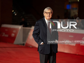 Vittorio Sgarbi attends the ''L'Isola Degli Idealisti'' red carpet during the 19th Rome Film Festival at Auditorium Parco Della Musica in Ro...