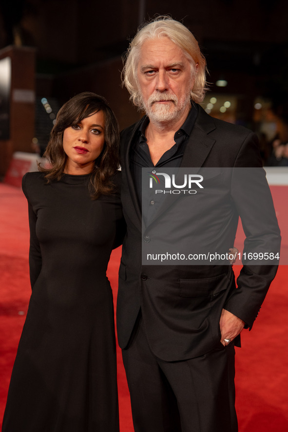 Tommaso Ragno and Lucia Re attend the ''L'Isola Degli Idealisti'' red carpet during the 19th Rome Film Festival at Auditorium Parco Della Mu...