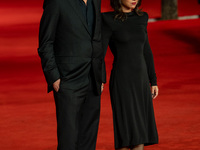 Tommaso Ragno and Lucia Re attend the ''L'Isola Degli Idealisti'' red carpet during the 19th Rome Film Festival at Auditorium Parco Della Mu...