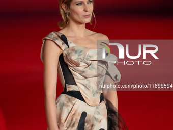 Elena Radonicich attends the ''L'Isola Degli Idealisti'' red carpet during the 19th Rome Film Festival at Auditorium Parco Della Musica in R...