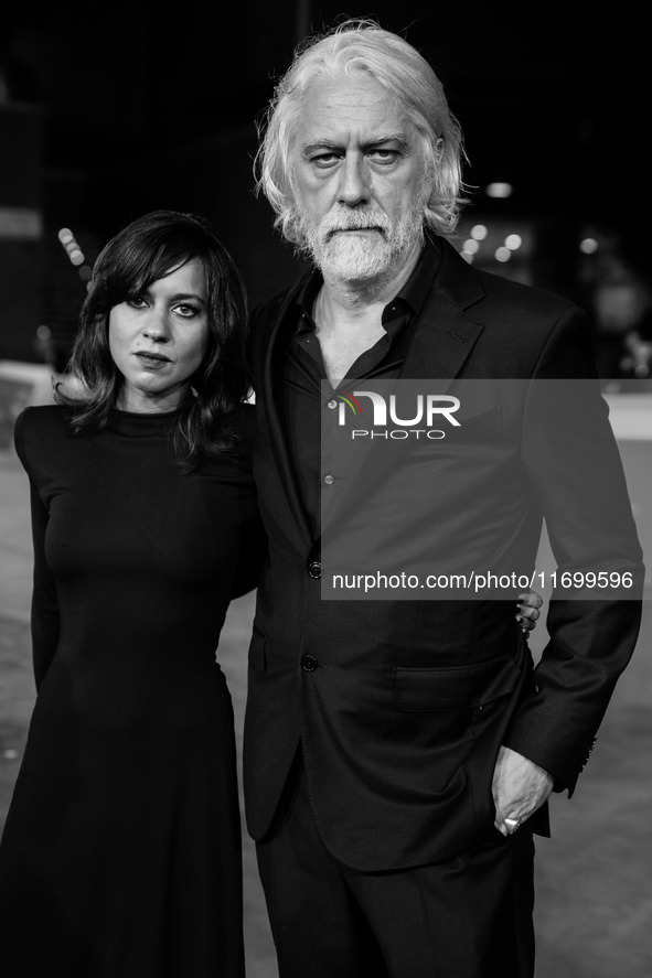 Tommaso Ragno and Lucia Re attend the ''L'Isola Degli Idealisti'' red carpet during the 19th Rome Film Festival at Auditorium Parco Della Mu...