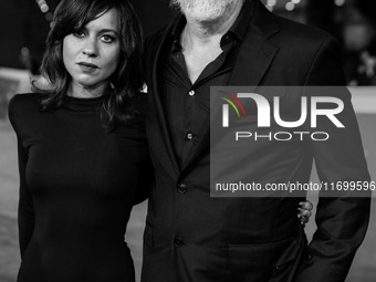 Tommaso Ragno and Lucia Re attend the ''L'Isola Degli Idealisti'' red carpet during the 19th Rome Film Festival at Auditorium Parco Della Mu...