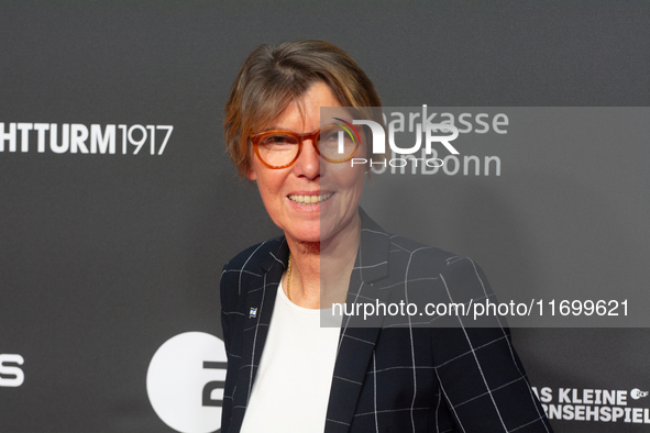 Bettina Boettinger, the TV presenter, is seen on the red carpet of Film Palast in Cologne, Germany, on October 23, 2024, during the Cologne...