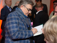 Hape Kerkeling, a German actor and writer, is greeted by his fans on the red carpet of the photocall for ''Total Normal - Hape Kerkeling'' a...