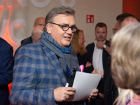 Hape Kerkeling, a German actor and writer, is greeted by his fans on the red carpet of the photocall for ''Total Normal - Hape Kerkeling'' a...